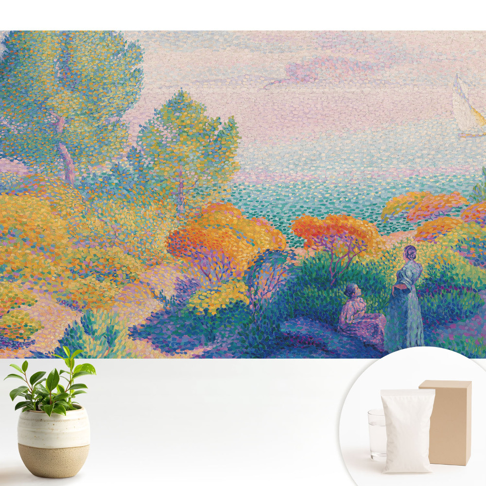 Tapéta Impresszionista tengerparti jelenet halvány színekben