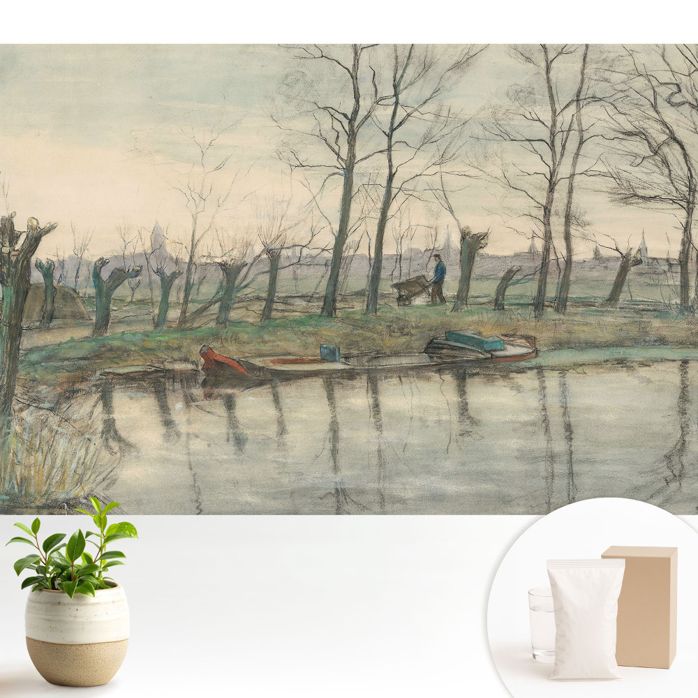 Tapéta Tájkép folyóval és fasorral