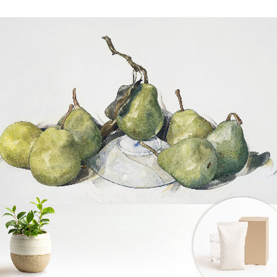 Akvarell körte egy tányéron