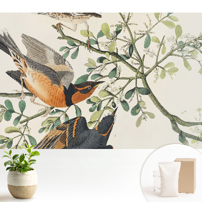 Modern tapéta Madarak a zöld levelek között