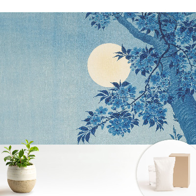 Tapéta Kék virágok a hold mellett