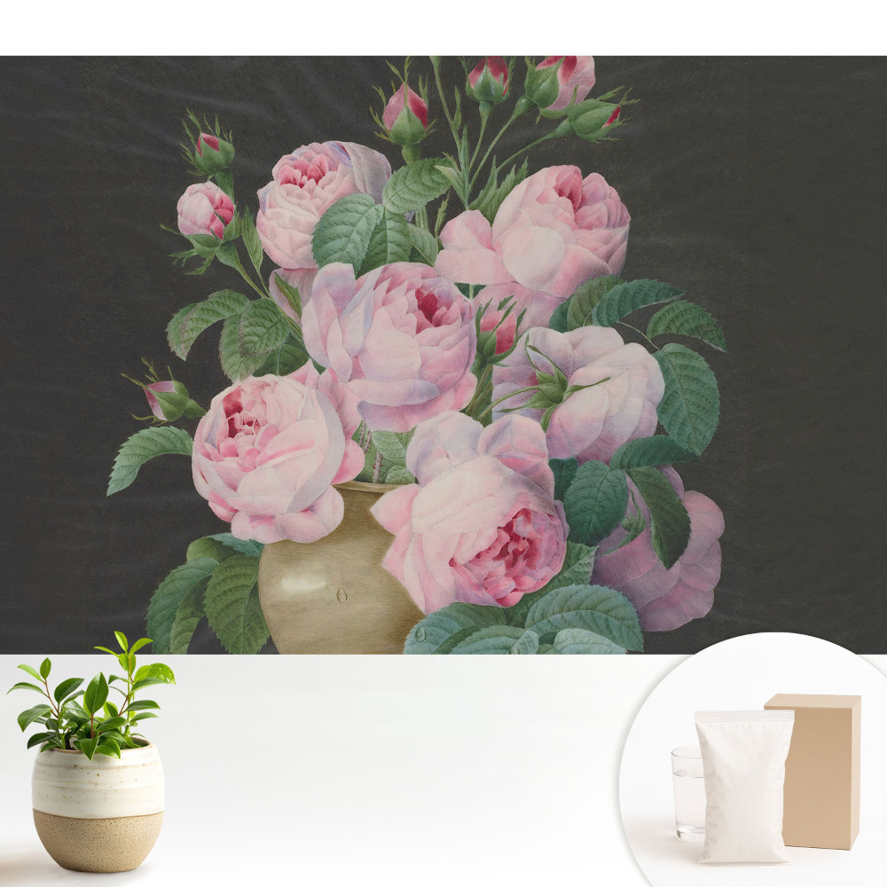 Modern tapéta Rózsaszín rózsák egy szürke vázában