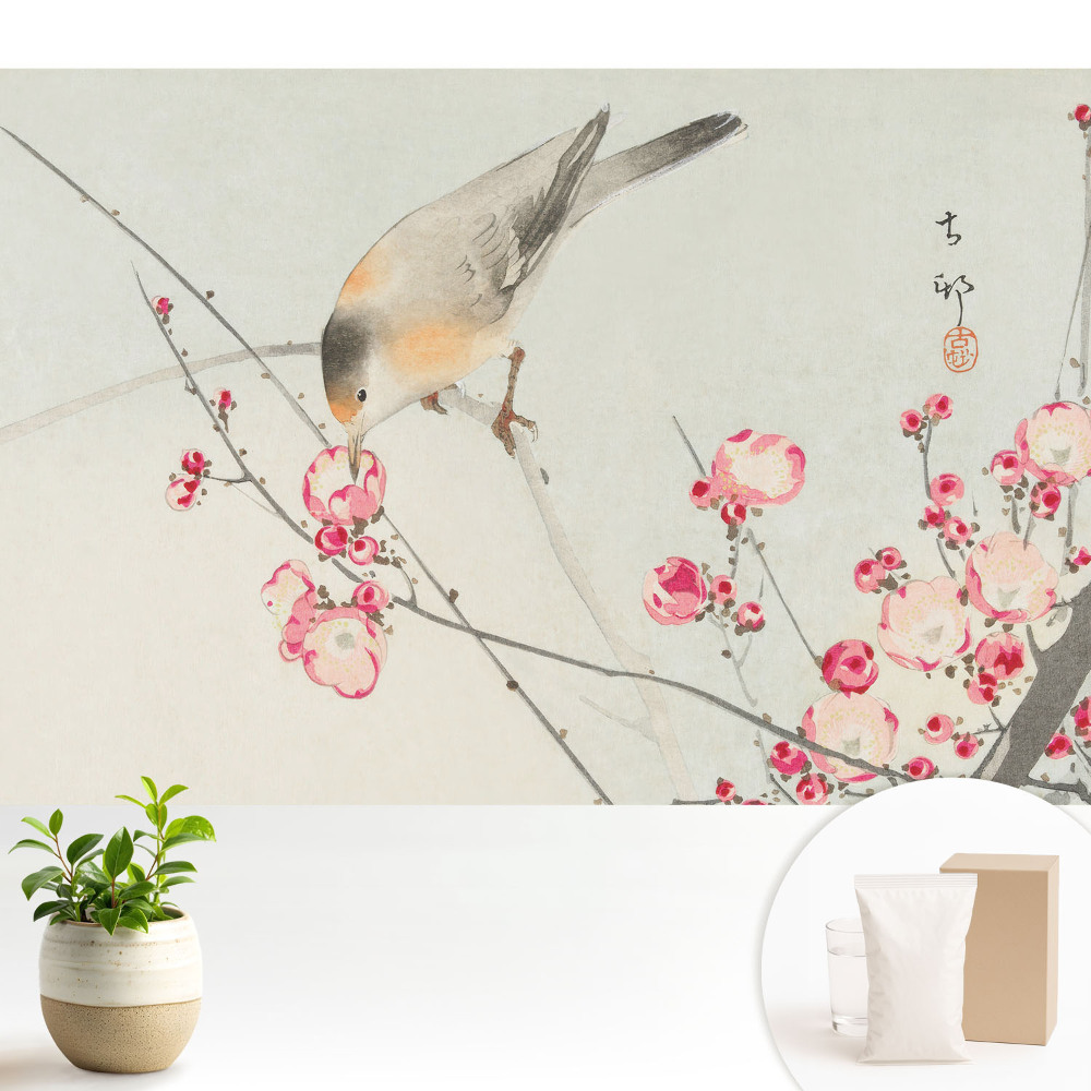 Tapéta Japán madár és virágok
