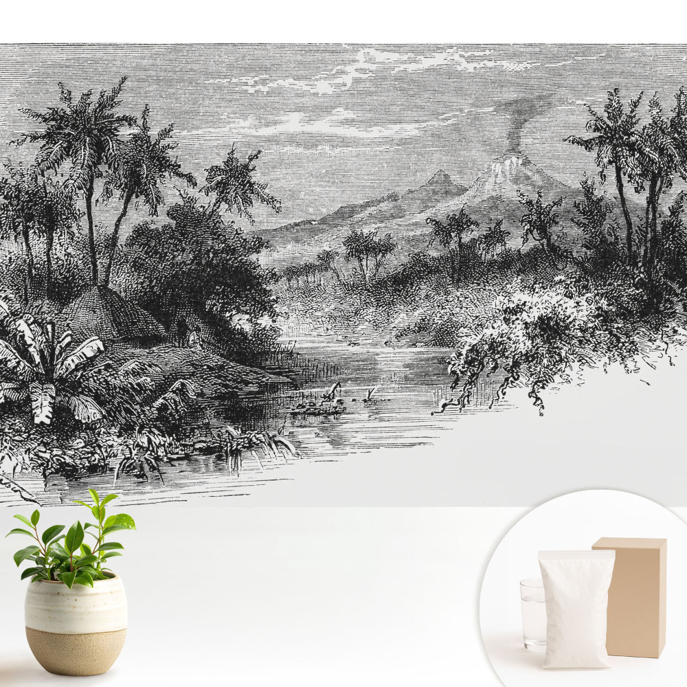 Dekor tapéta Trópusi metszet vulkánnal