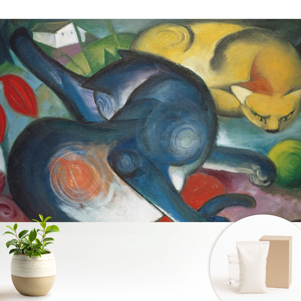 Modern tapéta Színes absztrakt macskák egy tájban