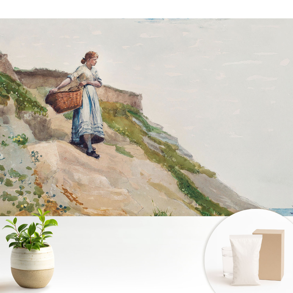 Dekor tapéta Egy nő kosárral a lejtőn
