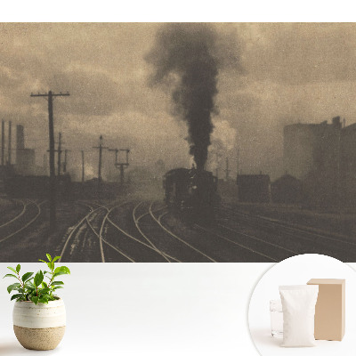 Ipari kompozíció vonattal és gyárakkal