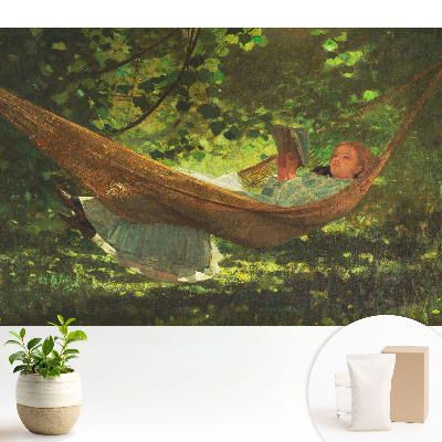 Modern tapéta Egy lány függőágyban a fák alatt