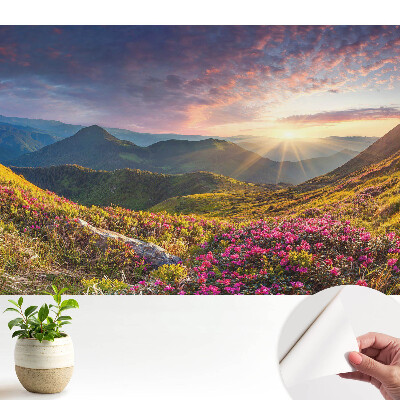 Öntapadós tapéta, hegylánc napsütésben ábrázolásával