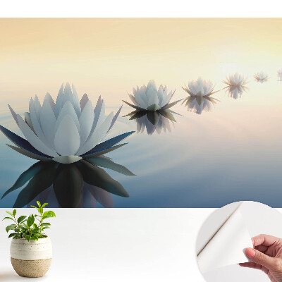 Öntapadós tapéta lótuszvirágokkal a vízen