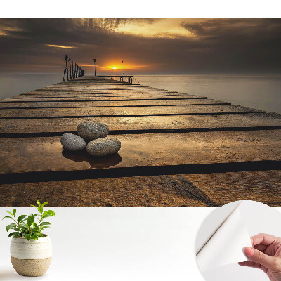 Öntapadós tapéta, naplemente híd mintával a harmonikus béke hangulatáért