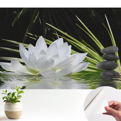 Öntapadó tapéta fehér liliomkőmintával, a meditáció hangulatához