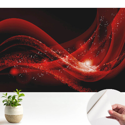 Öntapadó tapéta absztrakt vörös hullámokkal és szikrákkal