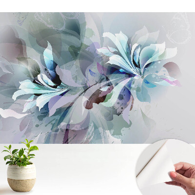 Tapéta éteri virágokkal és absztrakciós mintával