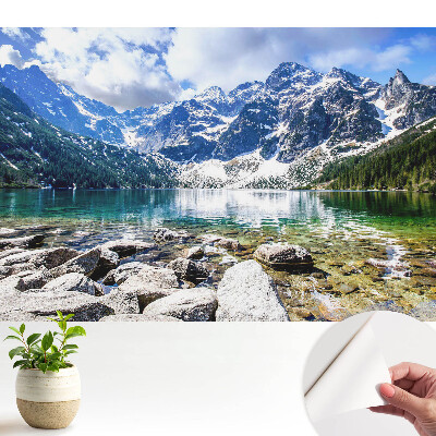 Öntapadós tapéta „A hegyi tó és a csúcsok békéje”