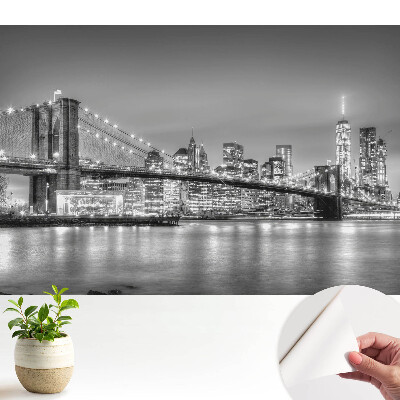 Dekor tapéta éjszakai panorámával a metropoliszról, a hídról és a felhőkarcolókról