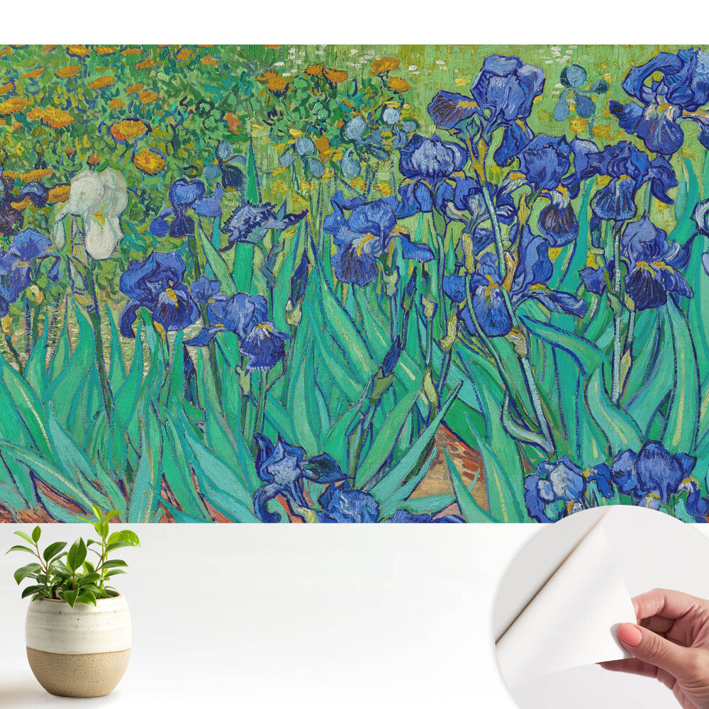 Öntapadó tapéta Lila íriszek egy zöld kertben