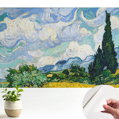 Öntapadós tapéta posztimpresszionista tájkép mintával