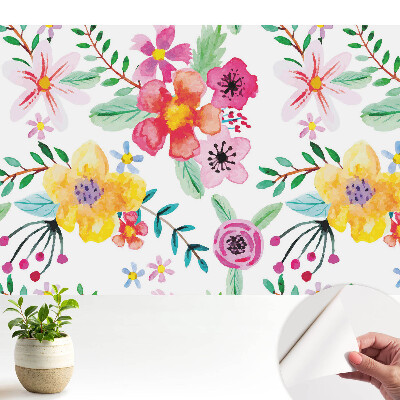 Öntapadós tapéta falra Színes akvarell virágok