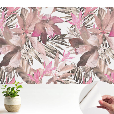 Öntapadós tapéta pasztell egzotikus virágmotívummal és harmonikus mintázattal