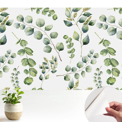 Tapéta akvarell növényi levelekkel, ismétlődő mintával