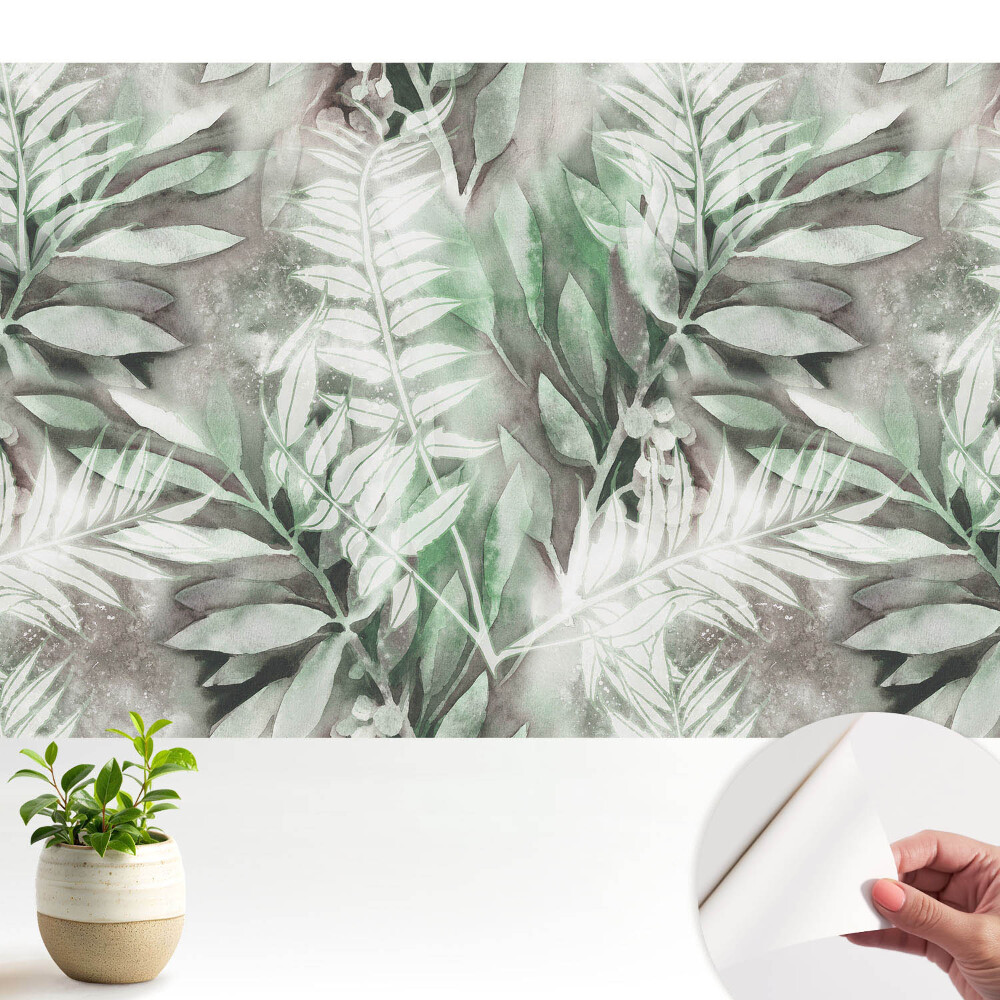 Öntapadós tapéta Finom akvarell levelek zöldben.