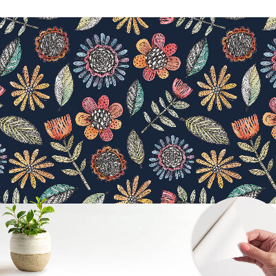 Öntapadós falmatrica színes virág- és levélmotívummal