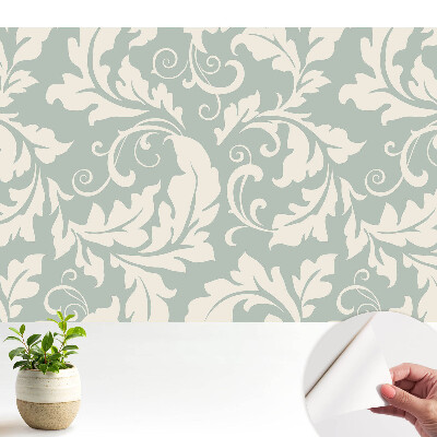 Modern tapéta stílusos levelekkel világos háttéren