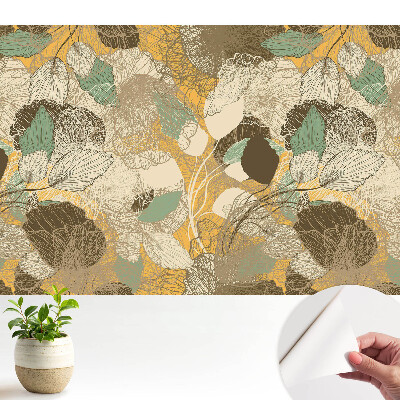 Tapéta Finom levelek és virágok harmonikus mintázatban