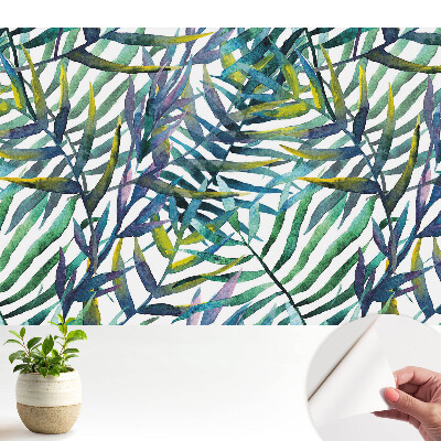 Öntapadó tapéta trópusi akvarell levelek ismétlődő mintázatával