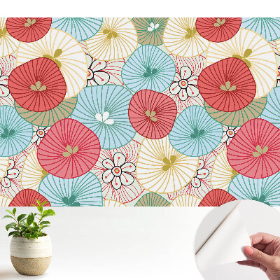 Dekor tapéta színes kerek virágmintával modern stílusban