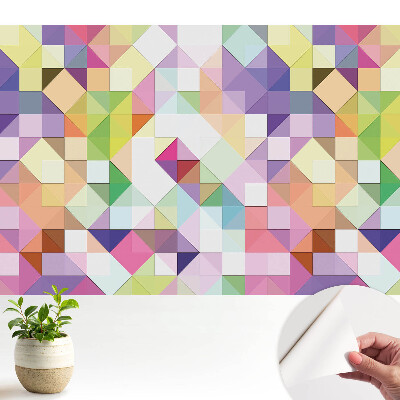 Tapéta geometrikus mozaikmintával élénk színekben