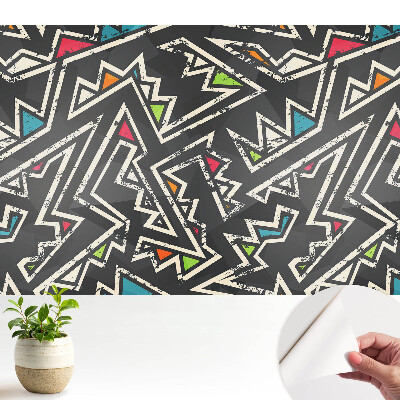 Modern tapéta cikcakk mintával, élénk színekkel