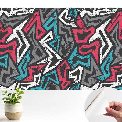 Öntapadós tapéta friss energiájú geometrikus graffiti mintával
