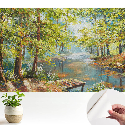 Modern tapéta hangulatos erdei táj tónál