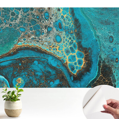 Öntapadós tapéta türkiz organikus mintákkal