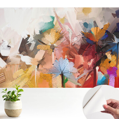 Öntapadós tapéta absztrakt virágmintával és élénk színekkel