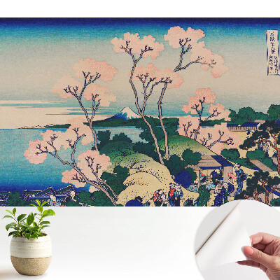 Modern tapéta japán tájkép tavaszi motívummal