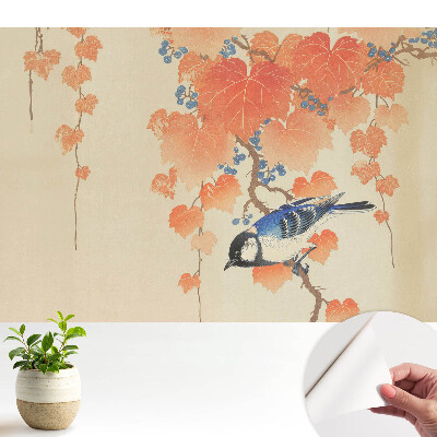 Öntapadós tapéta Egy madár egy szőlőágon bogyókkal