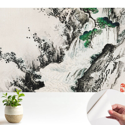 Tapéta keleti stílusú vízeséses tájképpel