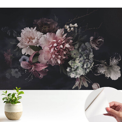 Öntapadós tapéta virágos mintával sötét háttérrel