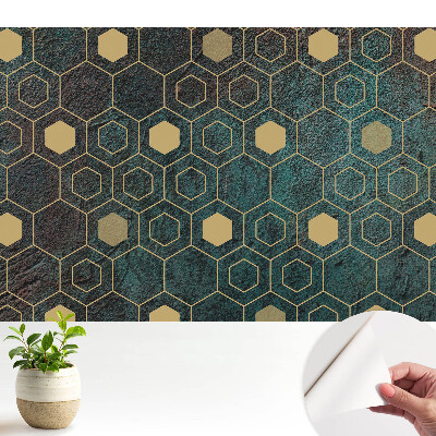 Tapéta sötét alapon geometrikus hatszögmintával