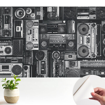 Öntapadós tapéta falra stílusos retró mintával rádiókkal