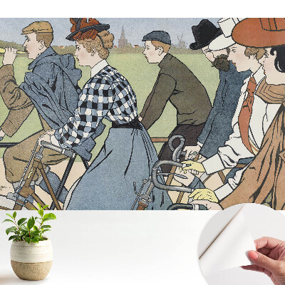 Modern tapéta szecessziós kerékpáros jelenettel