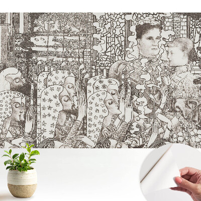 Dekortapéta klasszikus portrékkal és virágmintákkal