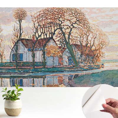 Tapéta békés vidéki táj tükörképével