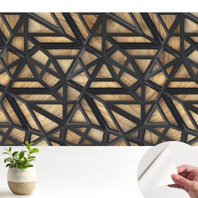 Modern tapéta geometrikus háromszögekkel és fa motívumokkal