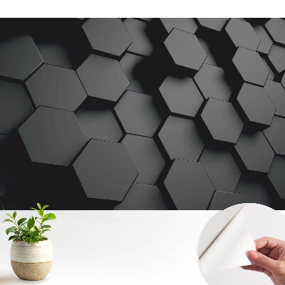 Dekor tapéta sötét 3D hatszögekkel elegáns, modern megjelenéssel