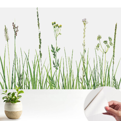 Tapéta vadvirágokkal és füvekkel akvarell stílusban a természetes harmónia megjelenítésével