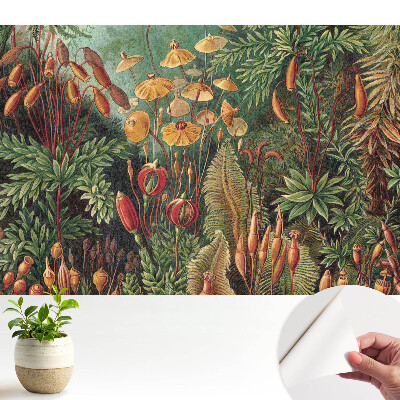 Öntapadós tapéta egzotikus növényzet harmonikus kompozíciójával